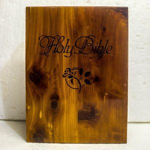 Vintage Hinged Wooden Holy Bible Storage Case Box by UBC Local 2301